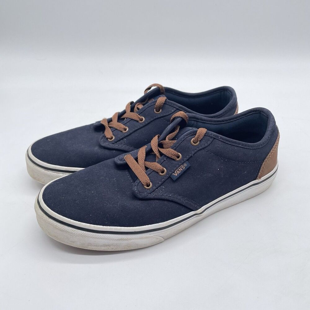 Vans Atwood Youth Size 6 Navy Blue Canvas Low Top Skate Sneakers EU 38